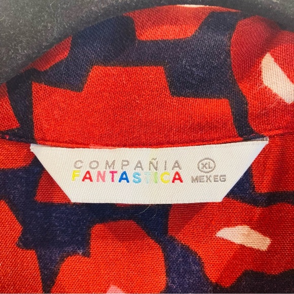 COMPAÑIA FANTASTICA  Sz XL Graphic Floral Peplum Long Sleeve Pocket Tunic Top - Picture 3 of 7
